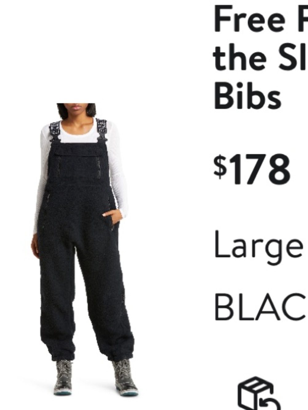 Free People Black High-Pile Fleece Snow Bibs